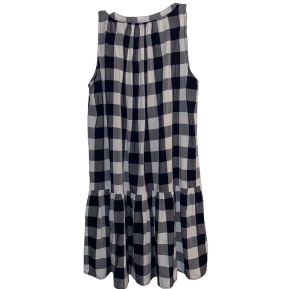 LOFT Gingham Plaid Sleeveless Drop Waist Ruffle Blue & White Mini Dress Size S - Picture 9 of 11